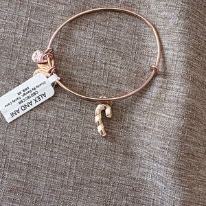 Alex and Ani Rose Gold Candy Cane Bracelet